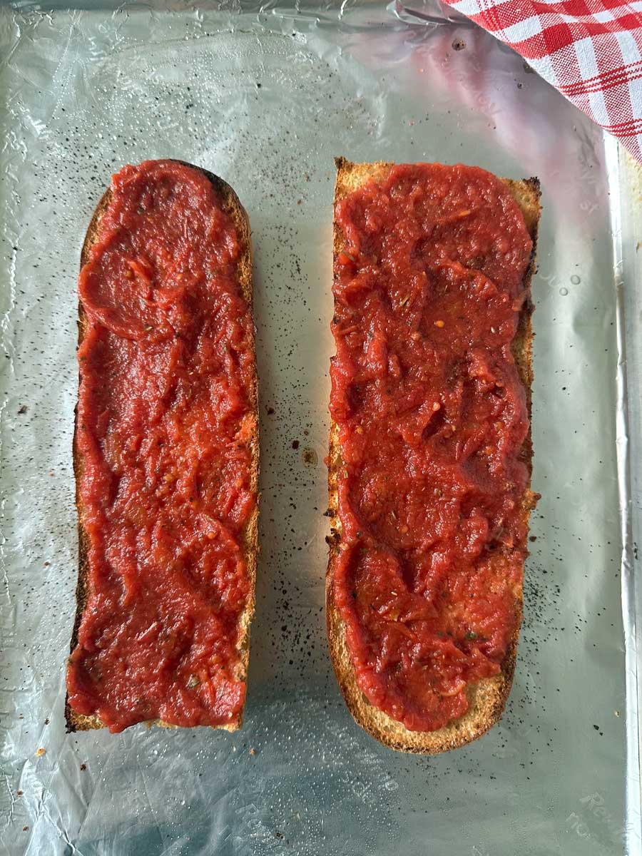 Steps for making French Bread Pizza