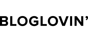 The image shows the word BLOGLOVIN’ in bold, black, uppercase letters on a light gray background.