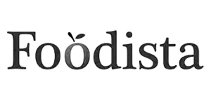The word Foodista in black serif font, with a stylized accent over the letter o resembling a small leaf, on a white background.