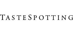 The image displays the word TasteSpotting in black, serif font on a light gray background.
